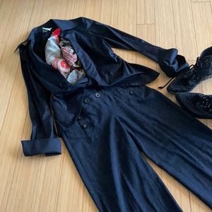 Black cotton wrap/front tie shirt